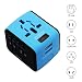 Produktbild Panboo Neuester Reiseadapter World Travel Adapter Universal Weltweit Reisestecker 2 USB-Ports mit LED Strom- und Spannungsanzeiger für 150 Ländern EU/UK/USA/AU Stecker