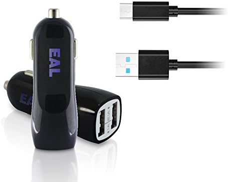 USB Type C Car Charger, Dual USB Bullet Car Charger with Type C USB Cable Sync &amp; Charge Travel Adaptor Charger 2 in 1 Pack for Huawei P10 , P10 Plus and All Other Type C Supporting Devices (Black)