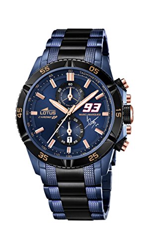 Lotus Marc Marquez 2015 Limited Edition Men's Quartz Watch with Blue Dial Chronograph Display and Two Tone Stainless Steel Plated Bracelet 18230/1