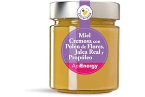 HOMRY "ApiEnergy" Miel Cremosa Con Polen De Flores, Jalea Real Y Propóleo - Tarro 250g