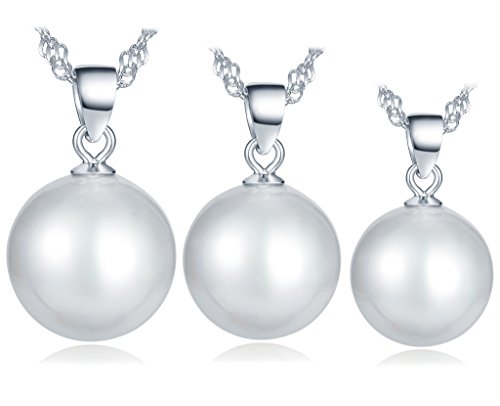 Unendlich U Klassisch Damen Halskette Rund 8-13mm Perle Anhänger 925 Sterling Silber Perlenkette(1/3 Stück)