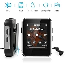 Lecteur MP3,Timoom X1 Lecteur Baladeur Bluetooth 1.77 Pouces Sport Écran Tactile Complet 16 Go, Haut-Parleur HiFi Portable sans Perte,Radio FM,Photos, enregistrements, E-Book,Extensible jusqu'à 128 Go