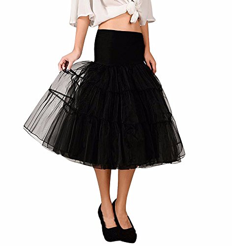 Imixcity Mujeres Cancan 50s Retro Rockabilly Enaguas Retro Faldas Traje de Danza Ballet Tutu Pettiskirt Traje de Carnaval (L, Negro)