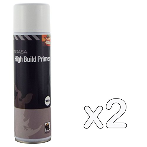 INDASA 2 x White High Build Acrylic Based Primer 500ml Aerosol - Excellent Adhesion