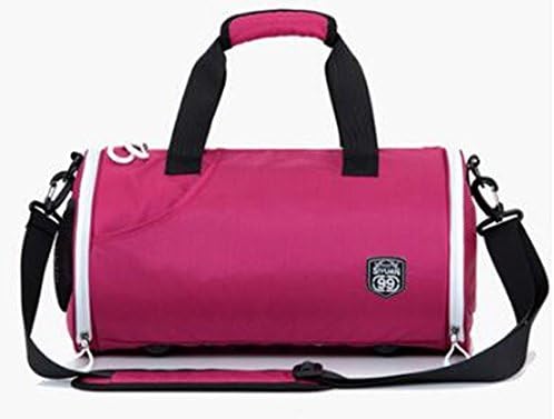 Cylinder Gym bag sports bag Training package Shoulder Travel bag portable backpack Shoe position Basketball bag (rose Red, large)