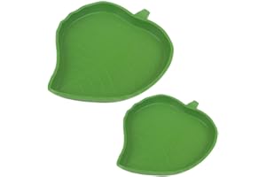 Gativs Blatt Reptilienschale 2 Stück Reptilien Schildkröte Futternapf Blatt Trinkschale Wasserschale Flach Trinkschale Terrarium Trinkschale Lebensmittel Wasser Bowl Reptilien Wasserschale 2 Größen