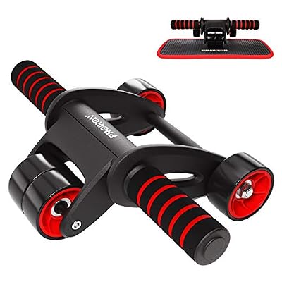 PROIRON Roue Abdominale AB Roller Wheel Abdominal Fitness 4 Roues Transportable Muet avec Le Tapis Confortable pour Les Genoux Résiste à 100kg pour Travailler Les Abdominaux