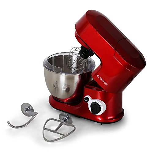 Klarstein Carina Rossa Küchenmaschine Universalzerkleinerer mit Getränke-Mixer-Aufsatz (1,5L Smoothie-Cocktail-Eiweiß-Shaker, 4L Edelstahl-Schüssel, 6 Knet-und Rühr-Stufen) rot - 5