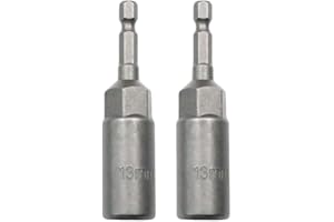 SDFIXINGS 6-19mm Quick-Change 1/4 inch Hex Shank Metric Deep Socket Screwdriver Impact Nut Setter Extractor Remover Driver Drill Bit, 80mm Length, for Electric Manual Impact Screwdriver (2, 13mm)