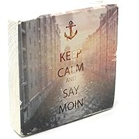 Hamburg auf Holz - KEEP CALM and SAY MOIN *Speicherstadt* - 10x10 cm - Holzbild, Wandbild, Landhausstil, Shabby Chic, Vintage, Bilder, Motive, Hamburg, Geschenkidee, Souvenir, Deko
