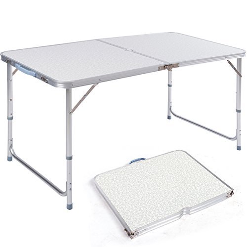 DXP Campingtisch aus Aluminium Gartentisch Höhenverstellbarer Klapptisch Koffertisch 120 x 60 cm praktisches Kofferformat AFT-02