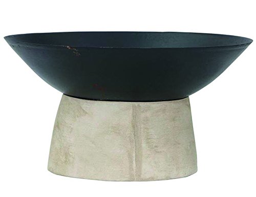 Feuerschale Modern Ø50cm Metall sw, Beton-Fuß