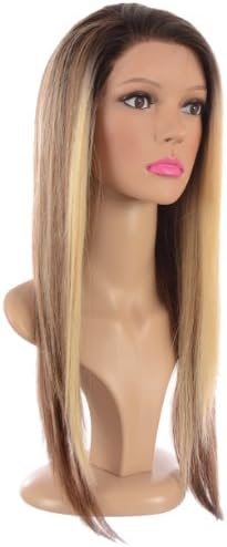 Hair By issTresses Long Straight Human Hair Blend Lace Front Wig, Brown Blonde