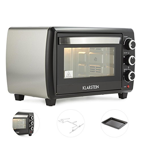 Klarstein Omnichef 20 2G Mini-Backofen Mini-Ofen Backofen Tischbackofen (1500W Leistung, 20 Liter Volumen, 100-230°C Betriebstemperatur, Garzeit-Timer, inkl. Backblech, Rost und Grillspiess) silber-schwarz - 2