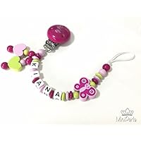 Schnullerkette mit Namen - Kleine Prinzessin - Schmetterling - Herz - Mädchen - D008