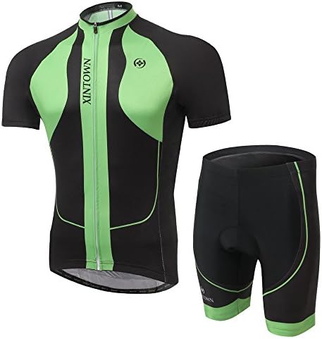 TeyxoCo Men Green Cycling Gel Pad Jersey Set XXXL