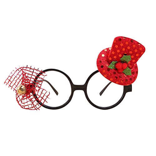 Preisvergleich Produktbild BESTOYARD Weihnachtssonnenbrille mit Weihnachtsmütze und Jingle Bell-Weihnachtsfeier bevorzugt lustiges Weihnachtskleid (Schwarz)