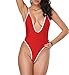 Produktbild homee Bademode - Sommer Western Women 'S Bademode Strand Einfarbig Weiß Seite Tief V Trägerlos Zurück Einteiligen Badeanzug,Rot,M