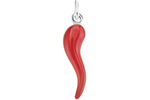 Remo Gammella Pendente Cornetto Portafortuna in Argento 925 Ciondolo Uomo Donna smaltato variante di misura