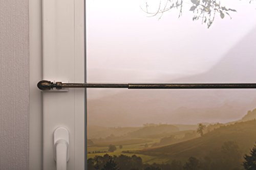 Gardinenstange ausziehbar "Oval" verschiedene Größen und Farben + Klemmträger ohne Bohren zur Aufhängung von Scheibengardinen Schwarz gold 80-120 cm