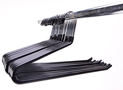 Tosnail 20 Stück Metall Kleiderbügel Hosenbügel Gummiert Rutschfest, Schwarz, 36*16 cm - 2