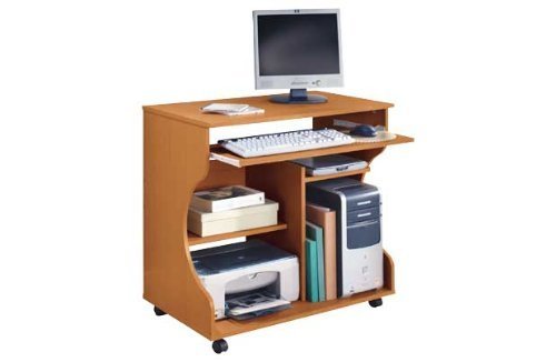 Pine Effect Curved Computer Desk Trolley