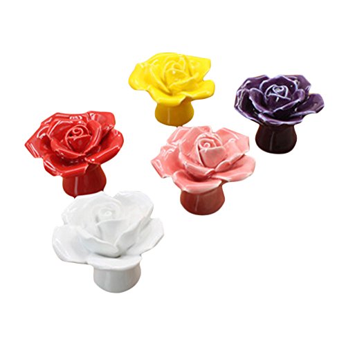 spécification LianLe®5PCS Poignées en céramique Cabinet Boutons Armoire Tiroir Pull Rose Fleur
