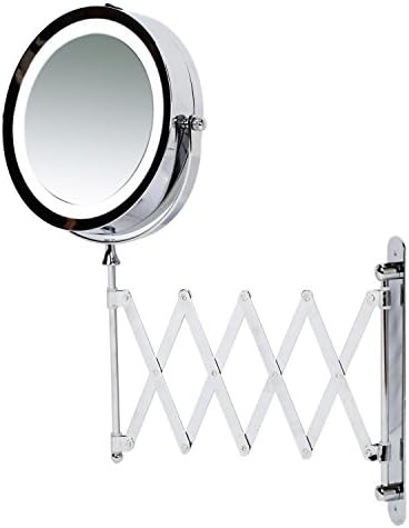 Makeup Mirror, Wall Mounted Magnifying with LED Light - Extending Vanit...