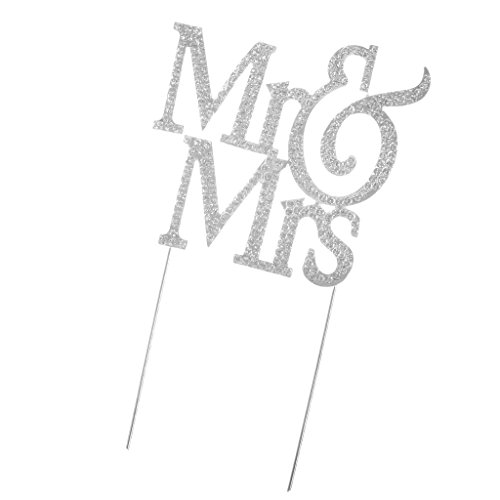 MagiDeal Tortenaufsatz ''Mr&Mrs'' Hochzeit Kuchen Aufsatz Topper Kuchen Aufsatz Tortendeko Hochzeit Cake Topper Glitzernd Tortenverzierung Dekoration Tortenstecker Silber