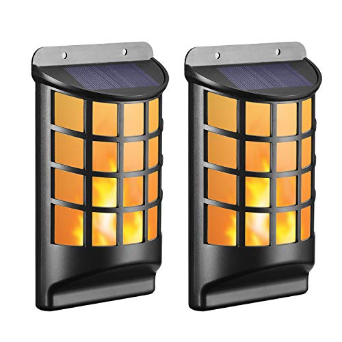 Luces de pared solares al aire libre, Luces parpadeantes a prueba de agua de Luposwiten con 66 LED, Paquete de 2 puertas/Luces de pared/Paso de luces solares LED Iluminación de jardín al aire libre