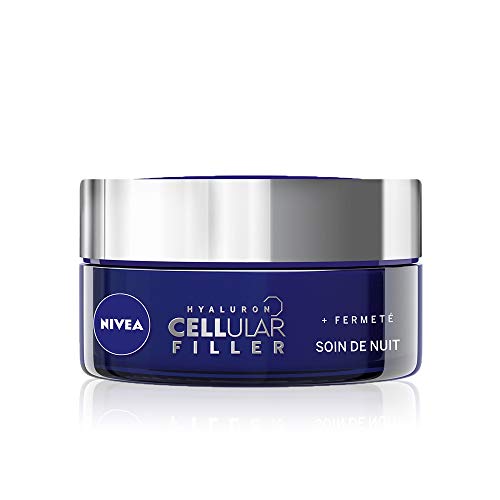 NIVEA Hyaluron Cellular Filler Soin de Nuit +Fermeté (1 x 50 ml), crème anti-âge enrichie en Magnolia et Acide Hyaluronique, soin visage femme pour tous types de peaux