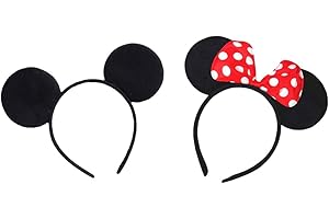 UVAN ART Serre Tete Minnie Noeud Oreillers Souris en Peluche Bandeaux d'halloween Serre Tete Deguisement Noeud Oreiller Bandeau Oreille Femme Mickey Mouse Bandeau d'halloween Chapeau Mickey Mouse Anniversaire