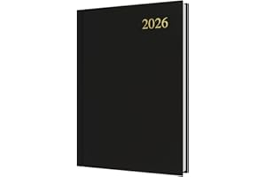 Collins - Essential - 2026 12 Month Calendar Year Planner, Day-To-Page Diary, A5 Hard Cover - Black (ESSA51.99-26)