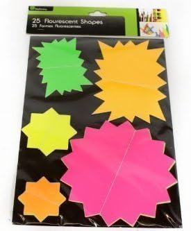 Neon Colour Card Stars/Flash Shapes Stationary Art And Craft 50 Pack Brand New
