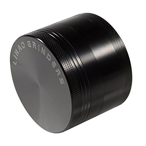 LIHAO Pollen Grinder 2.5″ Aluminium 4 teiliger Crusher für Tabak,Spice,Herb,Gewürze,Kräuter Set mit Schaber (Schwarz) - 5