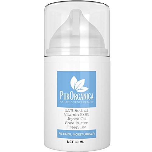 PurOrganica Retinol Moisturising Cream - Premium 2.5% Retinol Face Anti Ageing Cream With Vitamin E + B5, Jojoba And Shea Butter - Firming Cream For Wrinkles, Fine Lines, Acne And Dark Spots - It Works Or Risk Free 100% Money Back Guarantee
