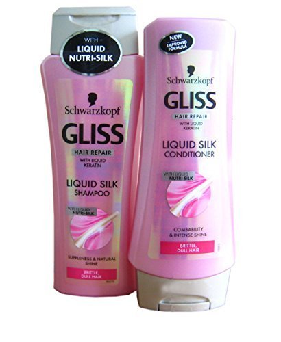 Schwarzkopf Gliss Liquid Silk Shampoo 250ml and Conditioner 200ml Duo Set - with Nutri-Silk Liquid Keratin