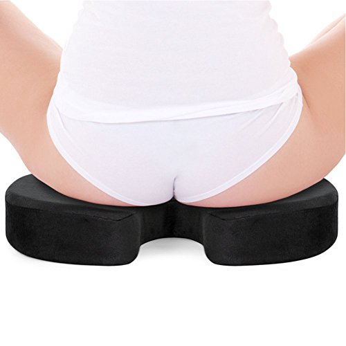 Sand ’s Clover Sitzkissen, Steißbein Memory Foam Sitzkissen – Orthopädische Komfort Schaum Kissen für Relief von Ischias, Rücken und Steißbein Schmerzen – Tragbar Ergonomische Stuhl Sitz Pad für Indoor, Outdoor, Zuhause und Büro, Computer, Couch, Fahren, automatisch Sitz, Rollstuhl, Stadion, 17.72×13.78×2.76 inch (schwarz) - 3