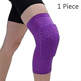 SHALU Genouillère en nid d'abeille Basket-Ball Sport Genouillère Volley-Ball Genouillère Brace Support Football Compression Manches Jambes M Pourpre