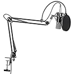 Neewer&reg; nw-700 Studio professionnel radiodiffusion Microphone à condensateur enregistrement & nw-35 Bras de suspension pour microphone d'enregistrement réglable avec support antichocs et kit de pince de fixation