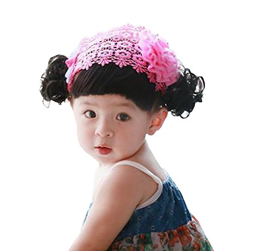 Beautiful Baby Girl Headband Lovely Wig Toddler Apparel Accessory Pink (1 Y)