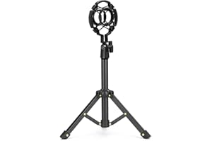 conpoir Soporte de trípode para micrófono de Mesa Soporte de micrófono de Escritorio Trípode de micrófono de Metal con Soporte de micrófono para grabación en Tiempo Real