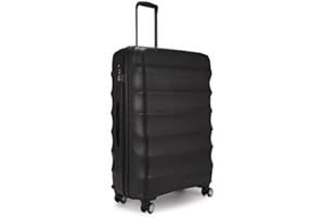 ANTLER - Juno Hard Shell Large Suitcase - Durable, Lightweight & Expandable, 4 Spinner Wheels - Adjustable Handle, TSA Lock, 79cm - Black