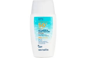 Sensilis - Water Fluid 50+ Color, Fotoprotector Antiedad Facial con Ácido Hialurónico y Vitamina E, Ultra-Fluido con Color Acuoso y SPF 50+, para Pieles Sensibles - 40 ml