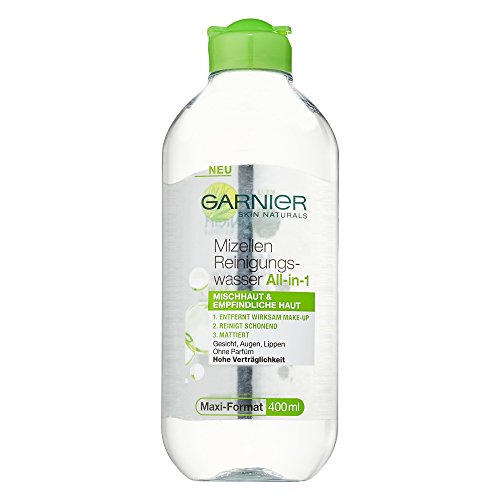 Garnier Mizellen Reinigungswasser / Gesichtsreinigung für Mischhaut und empfindliche Haut (Optimale Verträglichkeit - ohne Parfüm) 1 x 400 ml