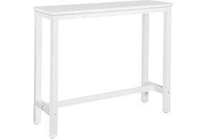 WOLTU Mesa de Bar de Bistro de Comedor con Estructura de Metal, MDF, 120x40x100cm (WxDxH) Blanco