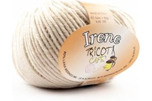 TRICOT CAFE' Tricot Cafè Irene - Gomitolo di Filato in Misto Lana Merinos Irrestringibile, Made in Italy - Ideale Lavori di Uncinetto e Ferri 3-4 - Morbidi Gomitoli 50g (125m)(1 pezzo - Beige Chiaro 150)