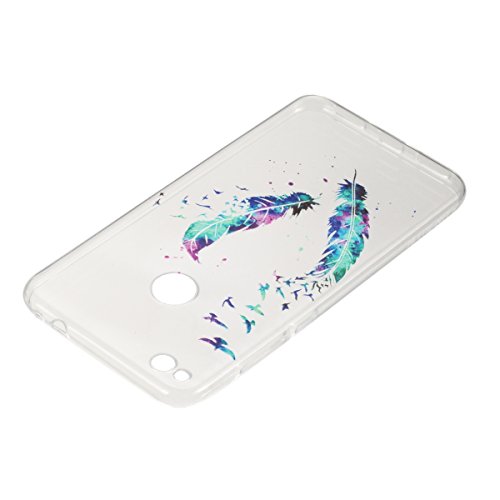Huawei P8 Lite 2017 Hülle Silikon,P8 Lite 2017 Case,Huawei Honor 8 Lite Schutzhülle,Felfy Transparent Ultra Dünn Slim Soft Gel Silikon Handyhülle Schutzhülle TPU Clear Case Wassermelone Bananen Pony Flamingos Löwenzahn Traumfänger Farbe Muster Backcover Bumper Handytasche Anti Scratch Handyhülle Handycover Etui Tasche für Huawei P8 Lite 2017 / Honor 8 Lite [Zwei Federn] + 1x Silver Stylus+ 1x Bling Dust Plug [Zufällige Farbe] - 5