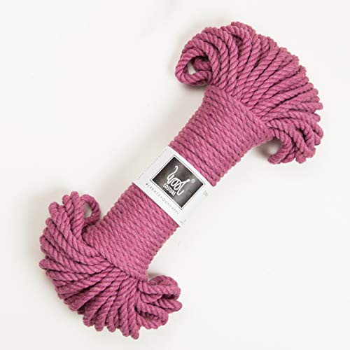 Wool Couture Cuerda de macramé de Lana, 5 mm, Mora de Bayas Rosas, 30 Metros, algodón