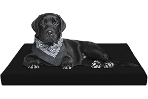 A ATH COLLECTION Waterproof Dog Bed Cushion Orthopaedic Pet Bed and Mattress Indoor Outdoor with Washable & Removable Zipped Cover Gifts for Dog (X Large (122 x 78 x 5cm), Black)